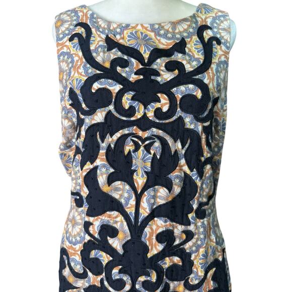 Anthropologie Sz 8 Linen Blend Baroque Print Shift Dress Boho Cottagecore Chic - Picture 4 of 12